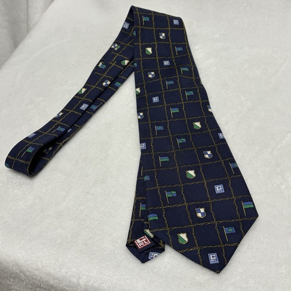 Chaps Other - Chaps Ralph Lauren 100% Silk Necktie Navy Blue Crest Flag Preppy Men's Tie